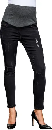 Maternal America Over the Bump Maternity Ankle Jeans in Dark Grey at Nordstrom, Size X-Small