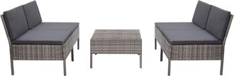 vidaXL Set De Sof&aacute;s De Jard&iacute;n Con Cojines 5 Pzas Rat&aacute;n Sint&eacute;tico Gris Vidaxl