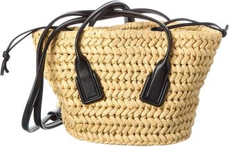 Bottega Veneta Arco Small Straw & Leather Basket Tote