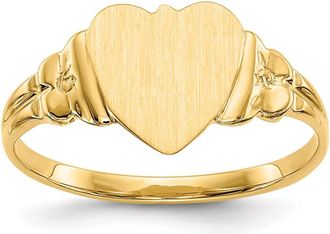 Diamond2Deal 14k Yellow Gold Closed Back Heart Signet Ring