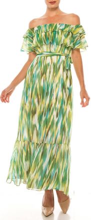 Donna Morgan Multi Print Midi Dress In Soft White Avocado