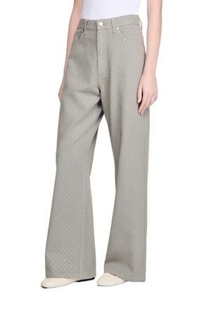 Sandro Rhinestone-embellished jeans in Grey at Nordstrom, Size 40 Eu