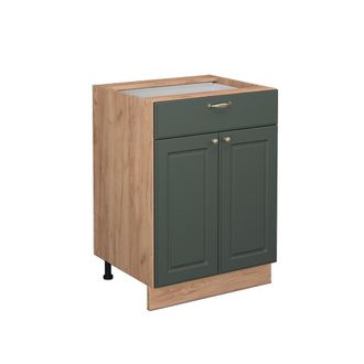 Vicco Mueble Bajo De Cocina Fame-line, Verde Dorado Casa De Campo, 60 Cm Con Caj&oacute;n, Sin Encimera Vicco