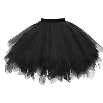 Generic Women Tutu Skirt Pleated Retro Vintage Ballet Bubble Dance Skirt Puffy Petticoat Ruffled Tulle Layered Frilly Skirt Tiered Underskirt Cosplay Princess