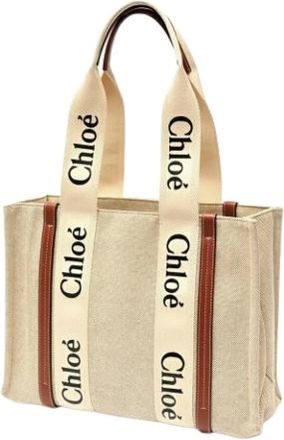 Chlo&eacute; Pre-owned Tote Bags, female, Beige, Size: ONE SIZE Pre-owned Canvas Tote Bag