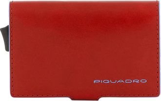 Piquadro Creditcardhouder in metaal - Heren - Portefeuilles - Rood - ONE Size - Leer - Accessoires
