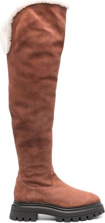 Stuart Weitzman Bedford suede thigh-high boots - women - Calf Leather/Calf Leather/Calf Leather - 37 - Brown