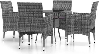 vidaXL Vidaxl - Juego De Comedor De Jard&iacute;n 5 Piezas Rat&aacute;n Sint&eacute;tico Gris