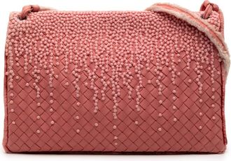 Bottega Veneta Pre-owned Bottega Veneta Nappa Intrecciato Embroidered Fold Over Crossbody Ladies 252031