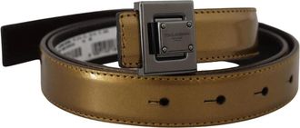 Dolce & Gabbana Vierkante Riem met Metalen Gesp - unisex - Riemen - Geel - ONE Size - Leer - Accessoires