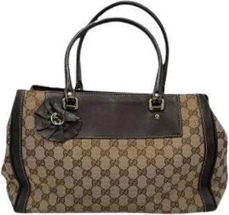 Gucci Pre-owned Handbags, female, Brown, Size: ONE SIZE Pre-owned Canvas Handbag