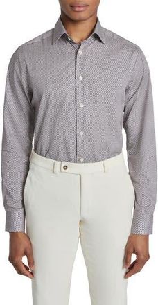Jack Victor Landsdowne Print Cotton Dress Shirt in Tan at Nordstrom Rack, Size Xx-Large