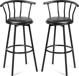 Costway Costway - Sgabello Alto Con Poggiapiedi, Set Di 2 Sedie Da Bar, Sedia Design Ergonomico, 101,5 X 56 X 55 Cm (nero)