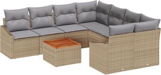 vidaXL Garden Sofa Set 9 pcs Beige, light grey Vidaxl