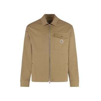Moncler Light Jackets, male, Beige, Size: S Cotton Gabardine Shirt Jacket