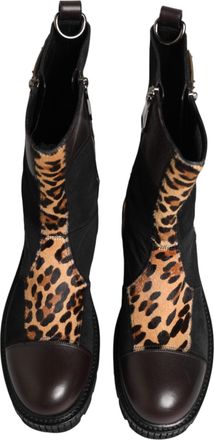 Dolce & Gabbana Mens Multicolor Leopard Mid Calf Boots Shoes Crocodile+77lf