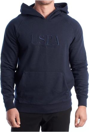 U.S.Polo Association Fleece Gevoerde Hoodie - Heren - Hoodies - Blauw - M - Katoen - Hoodies & sweatvesten