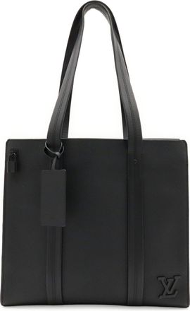 Louis Vuitton Noir Leather Shoulder Bag Tote Bag (Pre-Owned)