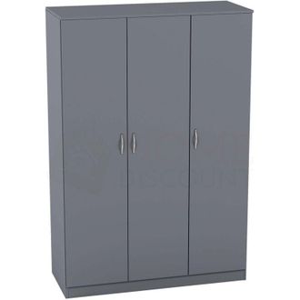 Home Discount Riano 3 Door Wardrobe With Hanging Rail & Storage Shelf, Grey