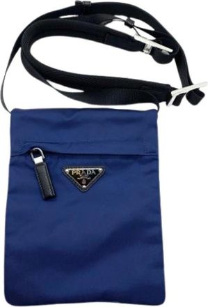 Prada Pre-owned Cross Body Bags, female, Blue, Size: ONE SIZE Pre-owned Nylon Cross Body Bag