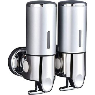 OEM Dispensador Doble De Jab&oacute;n De Pared Para Champ&uacute;, Acondicionador, Gel De Ducha Y Loci&oacute;n/jab&oacute;n Para Ba&ntilde;o O Cocina - Plateado -crezuo