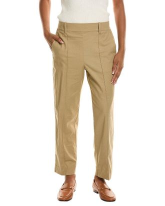 Vince Mid Rise Pleat Front Pull-On Linen-Blend Pant