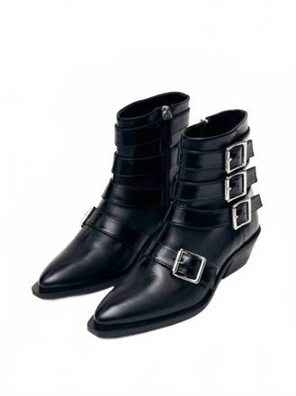 Alohas Womens Eras Leather Ankle Boots In Black