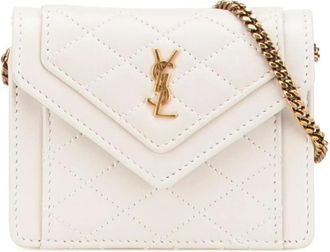 Saint Laurent Pre-owned Wallets, female, White, Size: ONE SIZE Pre-owned Leather Wallet on Chain