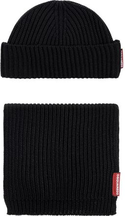 Dsquared2 Set: hoed en sjaal - Heren - Hoeden - Zwart - ONE Size - Wol - Accessoires