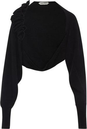 Alberta Ferretti Cropped Sweater With Ruffled Detail
