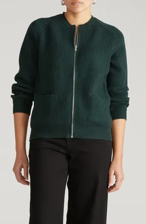 Universal Standard Vicki Zip-Up Cardigan in Scarab Green at Nordstrom, Size 3Xl