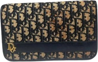 Dior Pre-owned Vintage Beige-Navy Oblique Monogram Clutch - - Pre-owned - Donna - Beige - ONE SIZE
