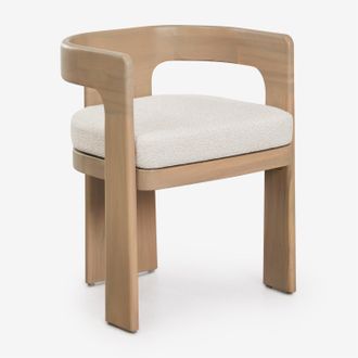 Sklum Pack De 2 Sillas De Comedor Con Reposabrazos En Madera De Acacia Y Tapizadas En Tela Boucl&eacute; Kandroa Sklum