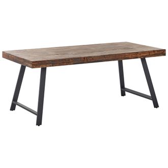 Beliani Beliani - Mesa De Comedor De Madera De Pino Mdf Patas De Metal Negro 180 X 90 Cm Estilo Industrial Madera Oscura Warton