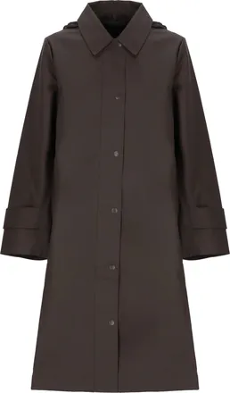 Rains Nara W Brown Snap Buttons Long Raincoat