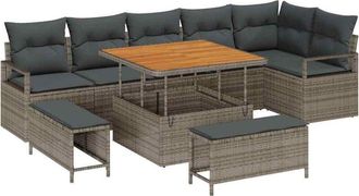 vidaXL Garden Sofa Set with Cushion with Storage 9 pcs Grey vidaXL