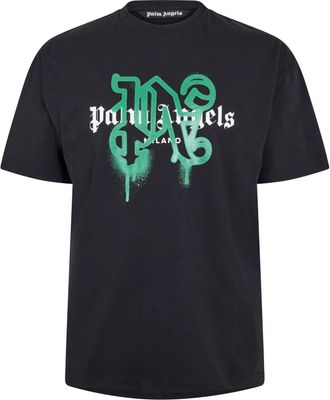 Palm Angels Mens Milan Tee in Black Green - Size X-Small