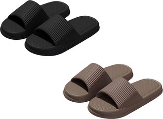 Generic Womens Mens Slippers Wide fit Anti-Slip Rubber Platform Shoes Bathroom Indoor Comfort Casual housing Slippers Lightweight Orthopedic Soft Sole Shoes F