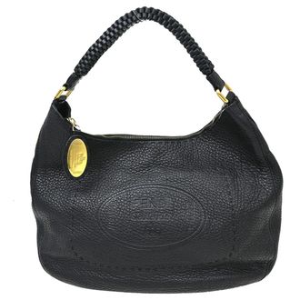 Fendi Selleria Hobo Leather Black Leather Handbag (Pre-Owned)