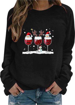 Generic Merry Christmas Jumpers For Women Funny Xmas Tree Printed Sweaters Uk, Novelty Cute Long Sleeve Jumper Ugly Sweater Plus Size Crew Neck Pullover Winte