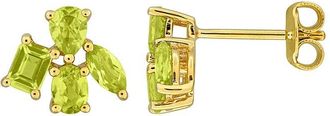 Rina Limor Silver 1.42 Ct. Tw. Peridot Floral Stud Earrings