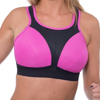 Gem High Impact Plus Size Sports Bra for Women Non Wired Non Padded Black Pink
