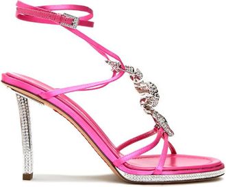 Valentino Garavani Satin Snake-Embellished Stiletto Sandals In Fuxia