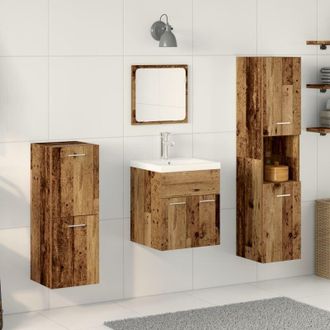 vidaXL Vidaxl - Set di Mobili per Bagno 4 pcs Legno vecchio 30 x 30 x 130 cm