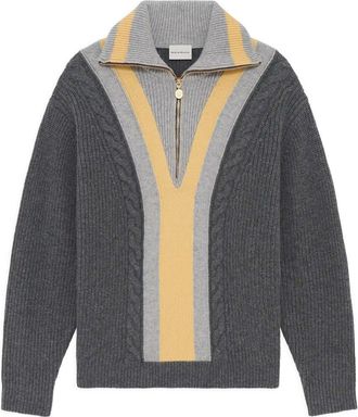 Dr&ocirc;le de Monsieur Half Zipped Trucker Sweater Grey