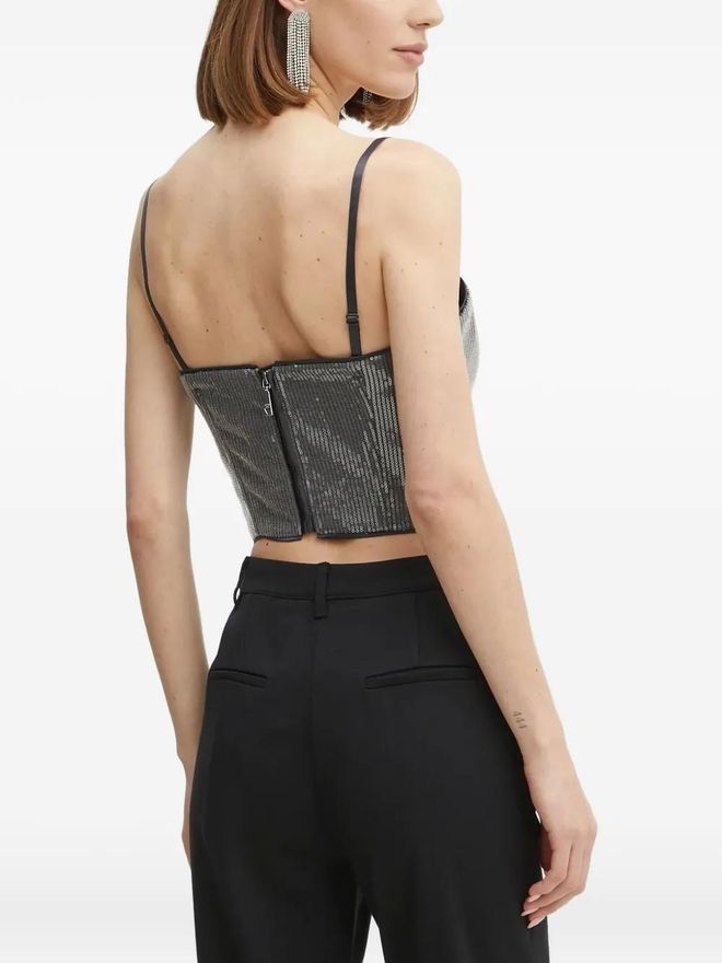 Top Corset En Dentelle GUESS - Taille XS, Noir, Sans Manches, Style Sweetheart