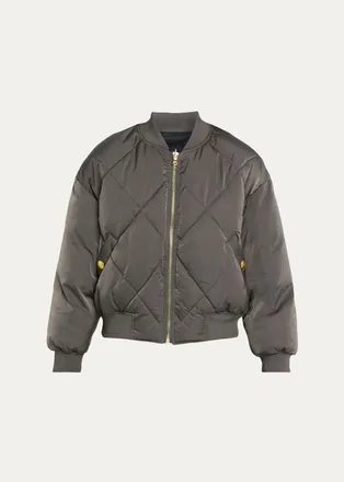 L'agence Violeta Reversible Quilted Puffer Bomber Jacket