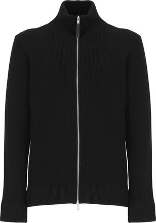 Maison Margiela Ribbed Knit Cardigan with High Neck