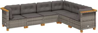 vidaXL Set De Muebles De Jard&iacute;n 6 Pzas Y Cojines Rat&aacute;n Sint&eacute;tico Gris Vidaxl