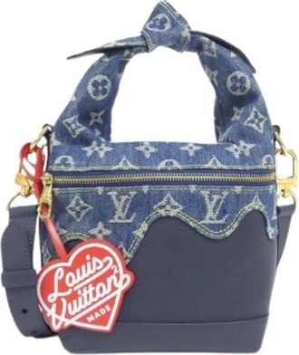 Louis Vuitton Pre-owned Monogram Drip Japanese Cruiser Kalfsleren Schoudertas - Dames - Vintage Tas - Blauw - ONE Size - Denim - Vintage